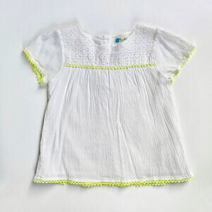 Mini Boden White Muslin Eyelet Lace Top Size 5-6Y